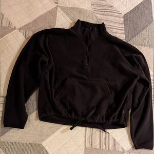 Women Black Half-Zip Victoria Secret Pink Top S Long Sleeve